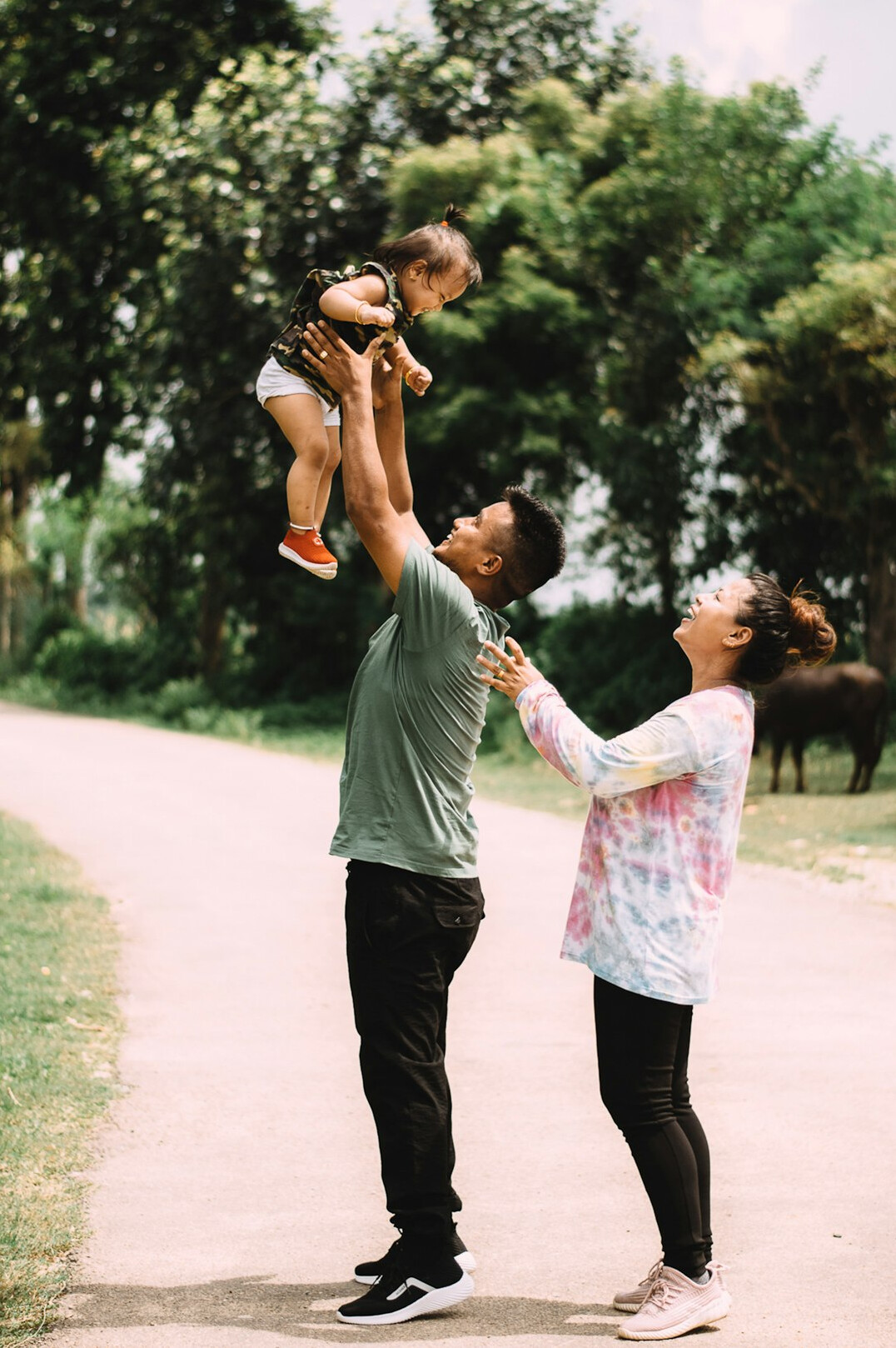 happy family with young child