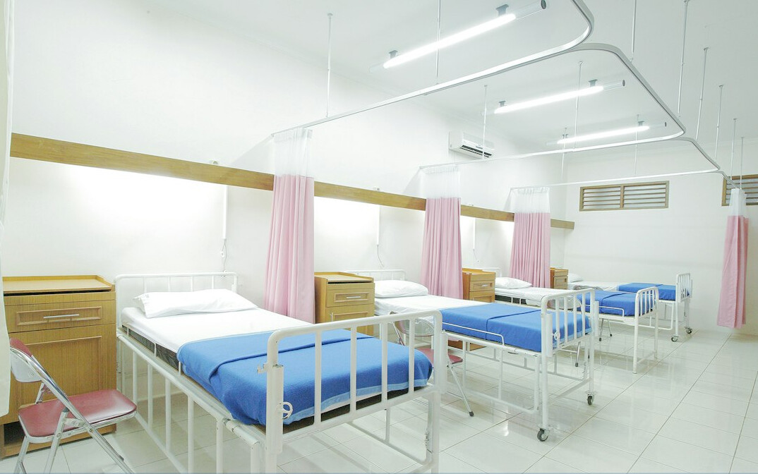 Bright modern hospital corridor with natural light