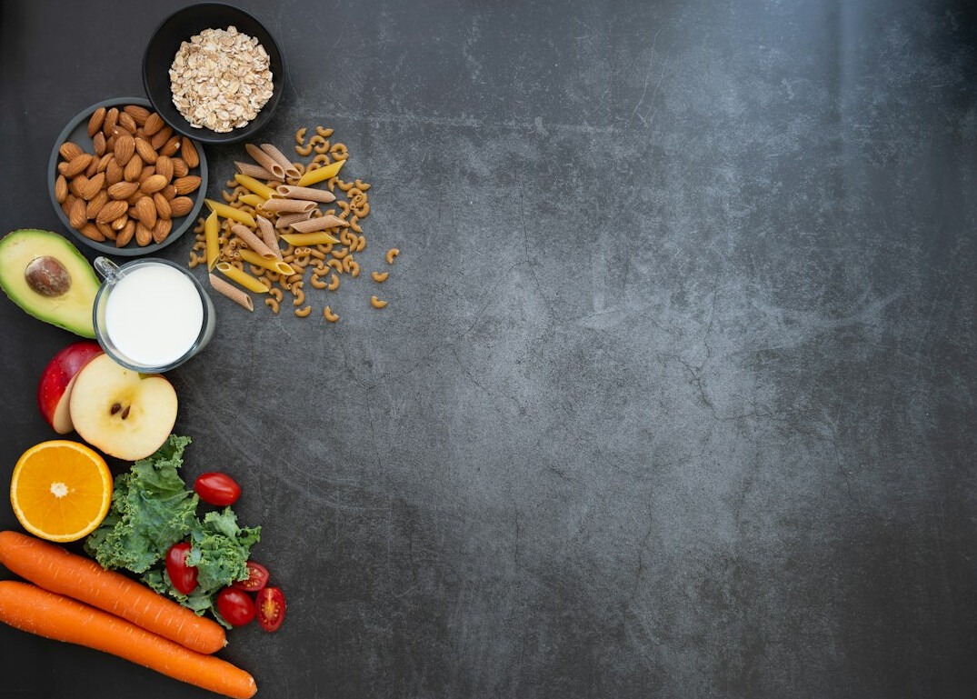 Healthy balanced meal with fresh vegetables on a table